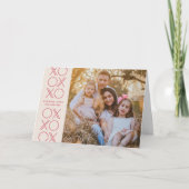 Ivory roze geometrische XO Valentijnsdag fotokaart Bedankkaart (Voorkant)