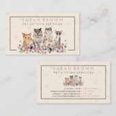 Ivory roze katten bloemen et kweker visitekaartje (Voorkant / Achterkant)