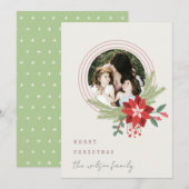 Ivory roze kerstversiering Foto Poinsettia Feestdagenkaart (Voorkant / Achterkant)