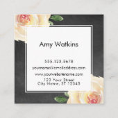 Ivory roze Waterverf Rozen Chalkboard Achtergrond Vierkante Visitekaartje (Achterkant)