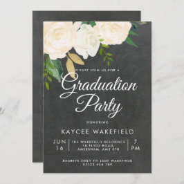 Ivory Rozen & Glitter Graduation Party Kaart