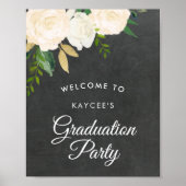 Ivory Rozen & Glitter Graduparty Welcome Poster (Voorkant)
