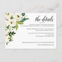 Ivory Rozen Greenery Floral Wedding Informatiekaartje