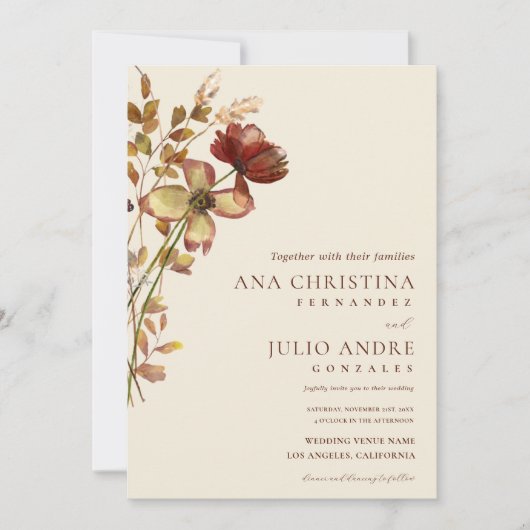 Ivory Rust Wildflower Herfst Herfst Website Bruilo Kaart (Voorkant)