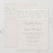 Ivory Rustic Burlap & Linen Wedding Invitations Kaart (Voorkant / Achterkant)