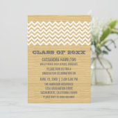 Ivory Rustic Chevron Afstuderen Invite Kaart (Staand voorkant)