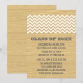 Ivory Rustic Chevron Afstuderen Invite Kaart (Voorkant / Achterkant)