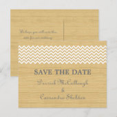 Ivory Rustic Chevron Save the Date Briefkaart (Voorkant / Achterkant)