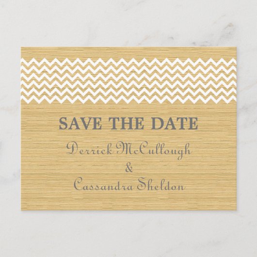 Ivory Rustic Chevron Save the Date Briefkaart (Voorkant)