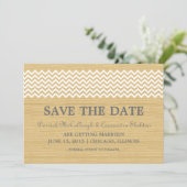 Ivory Rustic Chevron Save the Date Invite Kaart (Staand voorkant)