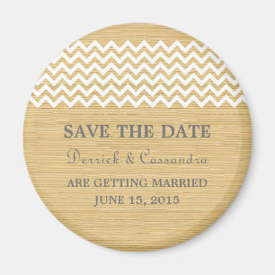 Ivory Rustic Chevron Save the Date Magnet
