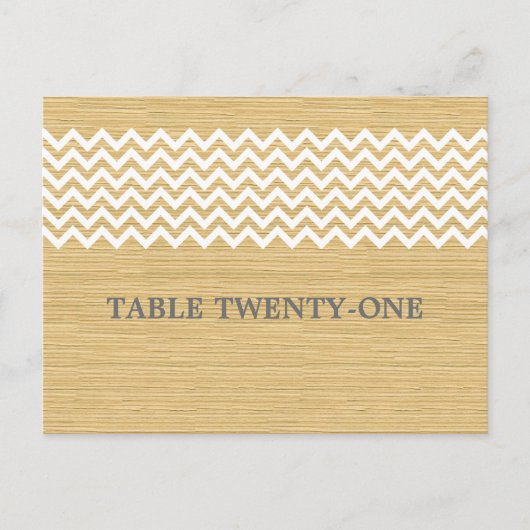 Ivory Rustic Chevron Table Number Briefkaart (Voorkant)