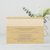 Ivory Rustic Chevron Wedding Invite Kaart (Staand voorkant)