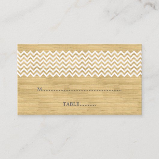 Ivory Rustic Chevron Wedding Place Card Plaatskaartje (Voorkant)