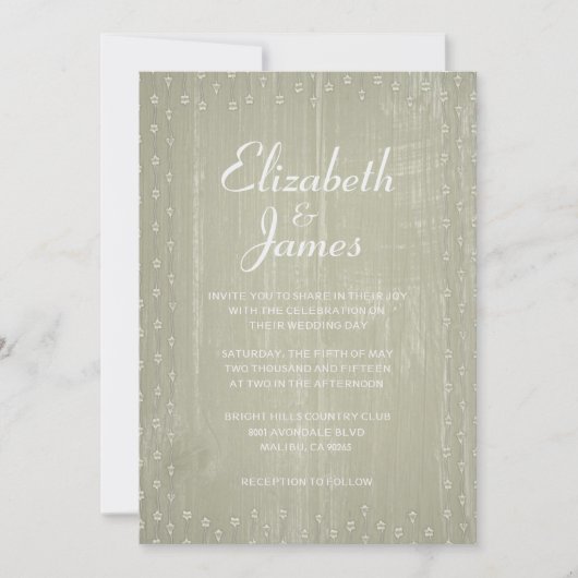 Ivory Rustic Country Barn Wood Wedding Invitations Kaart (Voorkant)