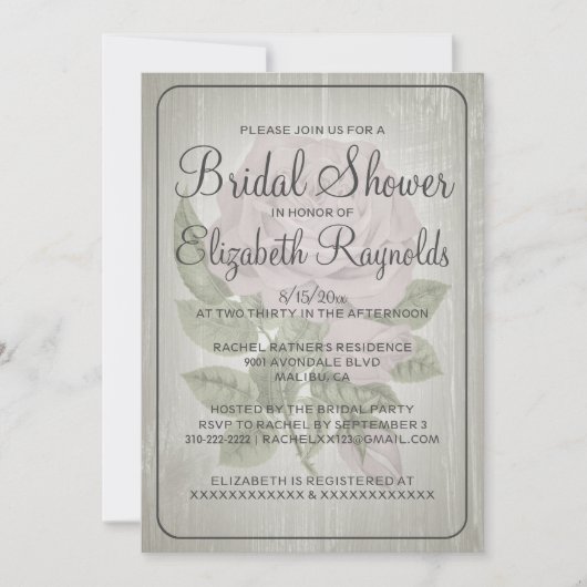 Ivory Rustic Floral Bridal Shower Invitations Kaart (Voorkant)