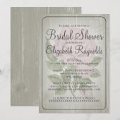 Ivory Rustic Floral Bridal Shower Invitations Kaart (Voorkant / Achterkant)
