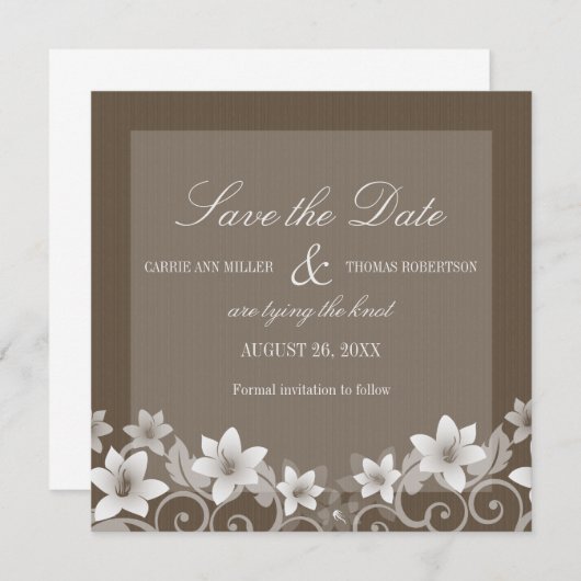 Ivory Rustic Floral Save the Date Invite (Voorkant / Achterkant)