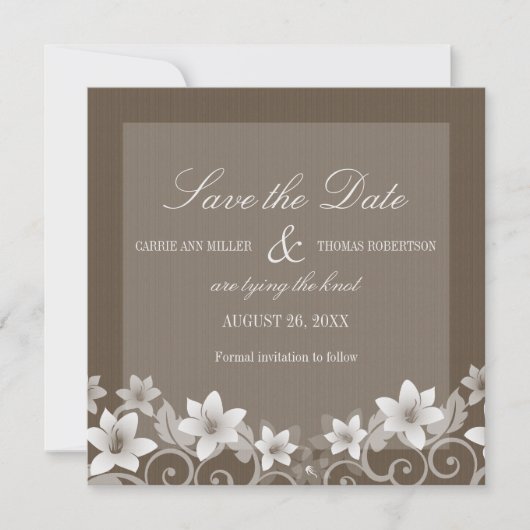 Ivory Rustic Floral Save the Date Invite (Voorkant)