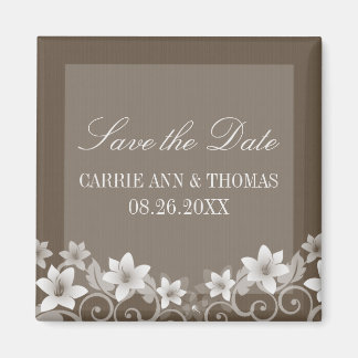 Ivory Rustic Floral Save the Date Magnet