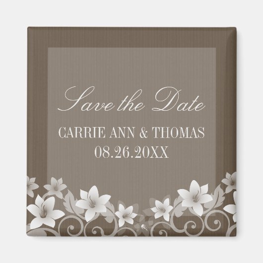 Ivory Rustic Floral Save the Date Magnet (Voorkant)