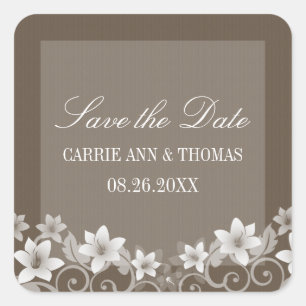 Ivory Rustic Floral Save the Date Stickers