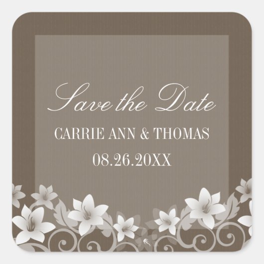 Ivory Rustic Floral Save the Date Stickers (Voorkant)