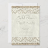 Ivory Rustic Lace Bridal Shower Invitations Kaart (Voorkant)