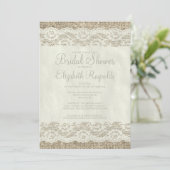 Ivory Rustic Lace Bridal Shower Invitations Kaart (Staand voorkant)