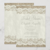 Ivory Rustic Lace Bridal Shower Invitations Kaart (Voorkant / Achterkant)