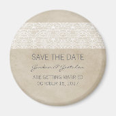 Ivory Rustic Lace Save the Date Magnet (Voorkant)