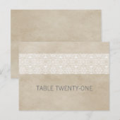 Ivory Rustic Lace Table Number Briefkaart (Voorkant / Achterkant)