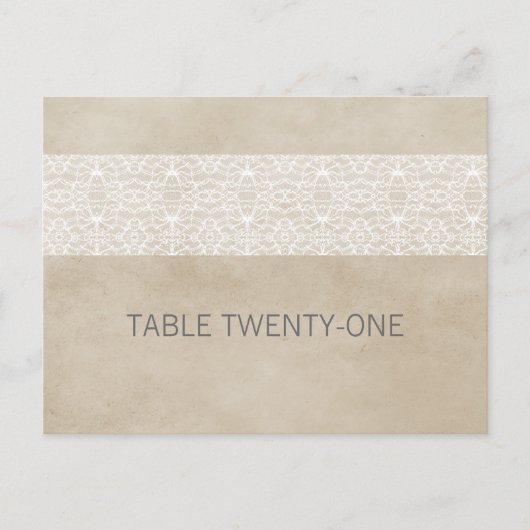 Ivory Rustic Lace Table Number Briefkaart (Voorkant)