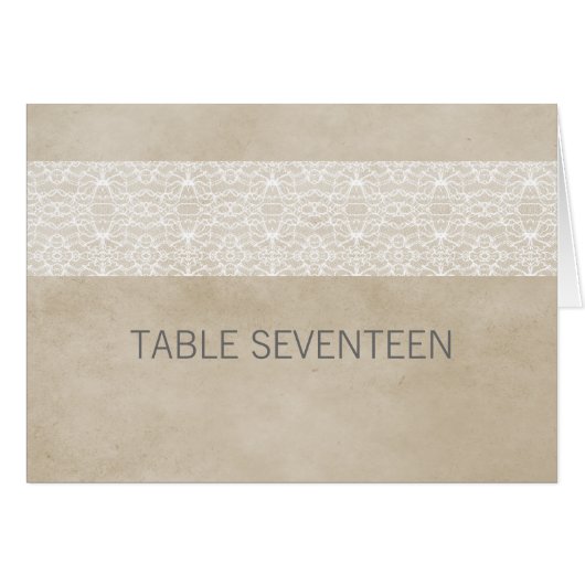 Ivory Rustic Lace Table Number Kaart (Voorkant Horizontaal)