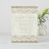 Ivory Rustic Lace Wedding Invitations Kaart (Staand voorkant)