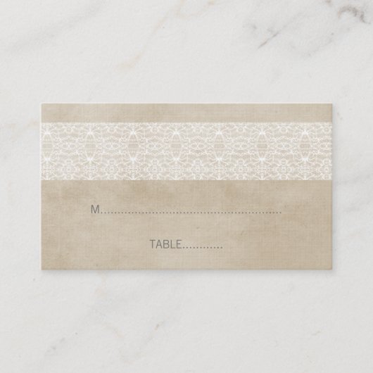 Ivory Rustic Lace Wedding Place Card Plaatskaartje (Voorkant)