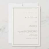 Ivory sage green elegant simple high-end wedding kaart (Voorkant)