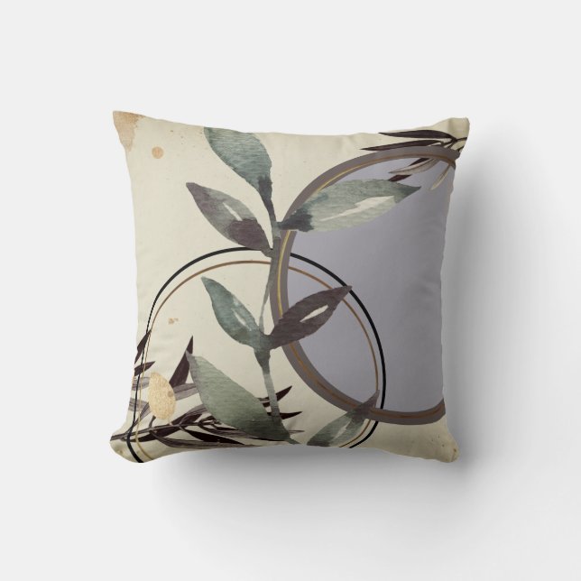 Ivory Sage Green en Pearl Blue Waterverf Kussen (Voorkant)