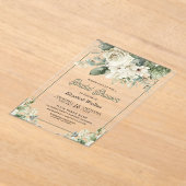 Ivory Sage Green Floral Bridal Shower Acryl Uitnodigingen (Laagn)