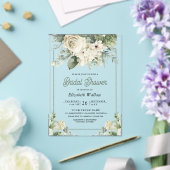 Ivory Sage Green Floral Bridal Shower Acryl Uitnodigingen (Insitu (Huwelijk))