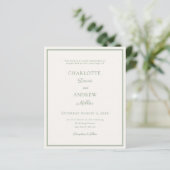 Ivory sage green minimalist wedding invitation (Staand voorkant)