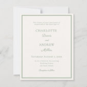 Ivory sage green minimalist wedding invitation (Voorkant)