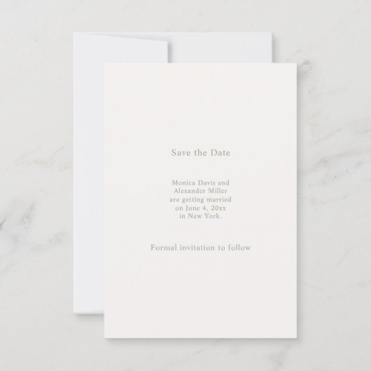 Ivory sage green photo wedding Save the Date (Achterkant)