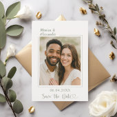 Ivory sage green photo wedding Save the Date