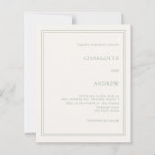 Ivory sage green simple luxury wedding invitation (Voorkant)
