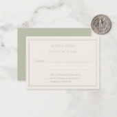 Ivory sage green wedding response RSVP Notitiekaartje (Voorkant / Achterkant in situ)