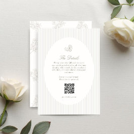 Ivory & Sand | Bloemgestreepte ovale antwoordkaart RSVP Kaartje