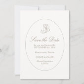 Ivory & Sand | Chic Couple Script Trouwkaart Save The Date (Voorkant)