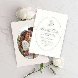 Ivory & Sand | Chic Couple Script Trouwkaart Save The Date