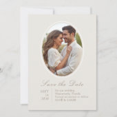 Ivory & Sand | Chic Couple Script Trouwkaart Save The Date (Voorkant)